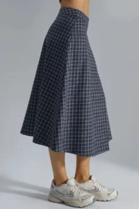 Hiccup High Waist Plaid Midi Skirt - Image 5