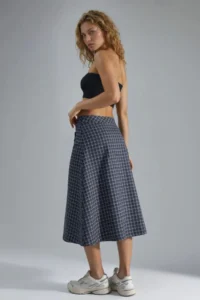 Hiccup High Waist Plaid Midi Skirt - Image 6