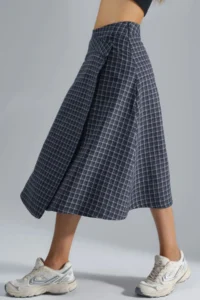 Hiccup High Waist Plaid Midi Skirt - Image 7