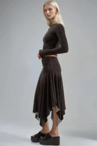 Hiccup BUSEM High Waist Leopard Patterned Asymmetrical Midi Skirt - Image 2