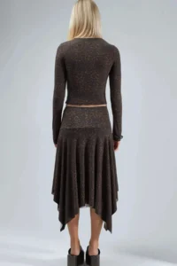 Hiccup BUSEM High Waist Leopard Patterned Asymmetrical Midi Skirt - Image 3