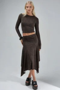Hiccup BUSEM High Waist Leopard Patterned Asymmetrical Midi Skirt - Image 5