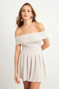 Cool & Sexy Women Stone Madonna Collar Midi Dress - Image 3