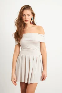 Cool & Sexy Women Stone Madonna Collar Midi Dress - Image 5