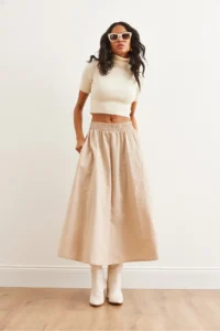 Olalook Women's Stone Waist Elastic Parachute Bell Skirt - Image 2