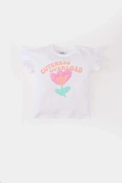DeFacto Crew Neck Floral Short Sleeve T-Shirt for Baby Girl