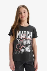 DeFacto Slim Fit Narrow Cut Crew Neck Ribbed Short Sleeve T-Shirt Girl Child - Image 4
