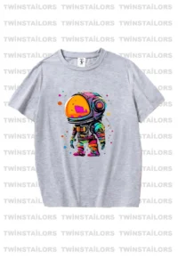 twins tailors Astronaut Printed 3-Pack Unisex Light Blue-Grey-Navy Blue Children's T-Shirt - Image 4