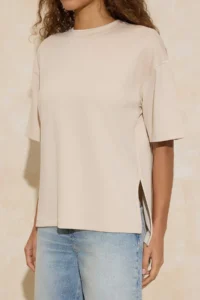 TRENDYOLMİLLA Stone Oversized/Wide Pattern Drop Sleeve Short Sleeve LONG Soft Touch Knitting T-Shirt - Image 3