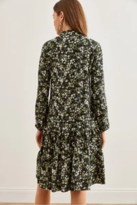 Olalook Women's Daisy Green V-neck Flounce Dress - Image 7