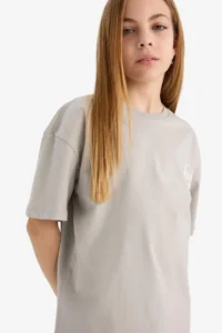 DeFacto Oversize Wide Fit Crew Neck Back Printed Short Sleeve T-Shirt Girl Child - Image 5