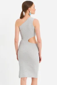 Cool & Sexy Women Gray Dekolteli Camisole Midi Dress - Image 6