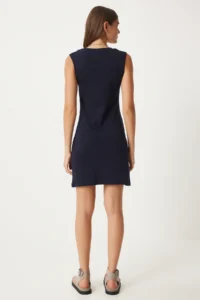 Happiness İstanbul Women's Navy Blue Square Collar Thick Strap Knitted Dress - Image 5