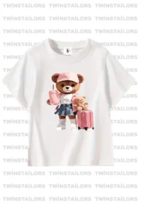 twins tailors Cat Printed 3 Pack White-Grey-Pink Girls' T-Shirt - Image 3