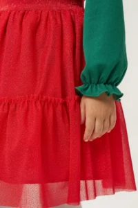 Minipodyum Girl's New Year's Eve Dress with Pompom and Tulle Skirt, Top and Bottom Set - Image 6
