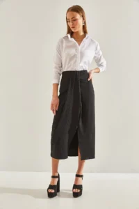 Bianco Lucci Women Front Shirred Skirt - Image 5