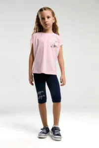 US Polo Assn. U.s Polo Shirt US2081-G KIZ Capri Leggings Set - Image 3