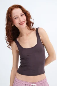 Addax U-Neck Basic Tank Top A0104-DK1 - Image 2