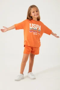 US Polo Assn. Base. Polo Shirt Us1405-g Girls' Set with Shorts - Image 2