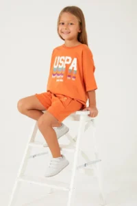 US Polo Assn. Base. Polo Shirt Us1405-g Girls' Set with Shorts - Image 3