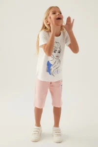 US Polo Assn. FROZEN Girls' Capri Set - Cream - Image 2