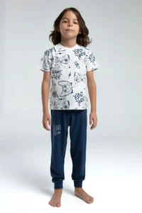 US Polo Assn. RolyPoly Boys' White Short Sleeve Pajamas Set