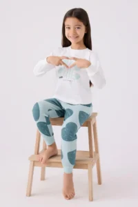 US Polo Assn. Girls' Set - Cream WATER GREEN - Image 3