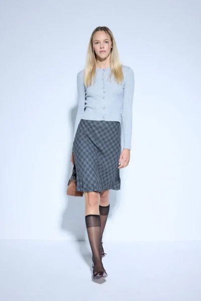 DeFacto A Form Checked High Waist Viscose Midi Skirt