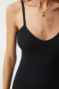 Happiness İstanbul Women Black Sleeveless slit Knitting Dress - Image 4