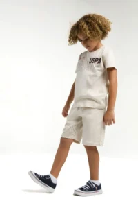 US Polo Assn. BASE. Polo Assn Kids Top and Bottom Set – Monogram Patterned and Elegant Style