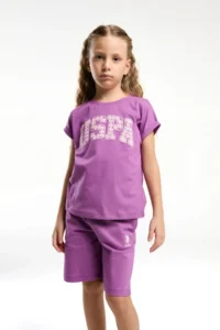 US Polo Assn. BASE. Polo Assn Girls' USPA Patterned, Bermuda Set