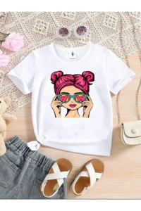 twins tailors Teddy Printed 3 Pack Black-White-Blue Girls' T-Shirt - Image 3