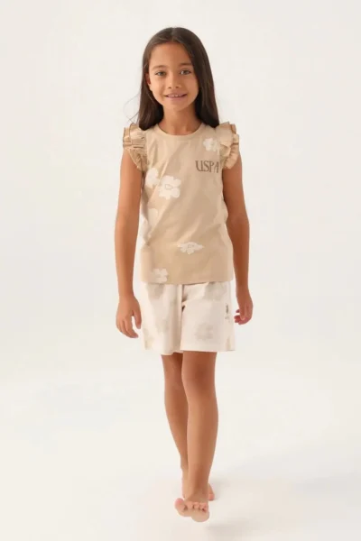 US Polo Assn. Girl Waitress Shorts Set - Beige