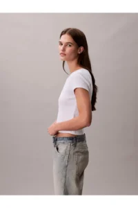 Calvin Klein Women Woven Label Baby T-shirt - Image 6