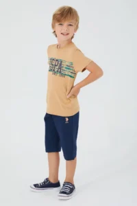 US Polo Assn. Boy, Licensed, Uspa, Mustard T-shirt Shorts Set - Image 5