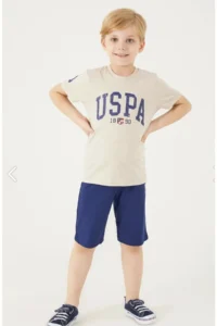 US Polo Assn. Boy, Licensed, Uspa Written, 100% Cotton, T-shirt Bermuda Set - Image 5