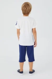 US Polo Assn. Boys' White Navy Blue T-Shirt Capri Set - Image 3