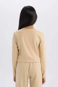 DeFacto Slim Fit Narrow Cut Crew Neck Ribbed Camisole Long Sleeve T-Shirt Girl Child - Image 6