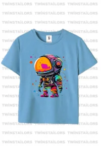 twins tailors Astronaut Printed 3 Pack Unisex Navy Blue-Grey-Light Blue Children's T-Shirt - Image 3