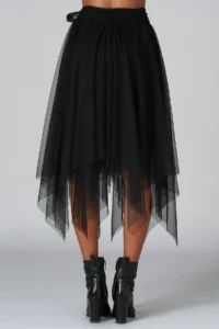 Quincey Tulle Asymmetrical Two Layers Lined Halloween Halloween Tulle Skirt - Image 3