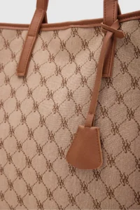 Shule Bags Michelle Monogram Shoulder Bag Tan - Image 4