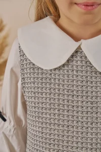 Minipodyum Girls' Dress Baby Collar Shirt Holiday Dress - Image 5