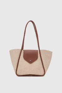 Shule Bags Petre Wicker Shoulder Bag Cream