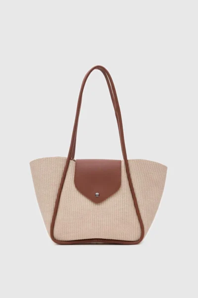 Shule Bags Petre Wicker Shoulder Bag Cream