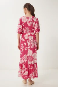 Happiness İstanbul Women's Pink Bone Patterned Summer Woven Dress - Image 7