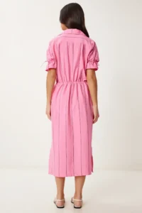 Happiness İstanbul Women's Pink Striped Slit Ayrobin Dress - Image 4