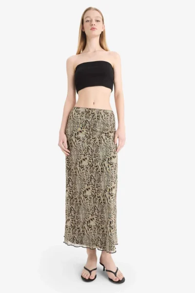 DeFacto A Form Patterned Normal Waist Combed Cotton Lining Tulle Maxi Skirt