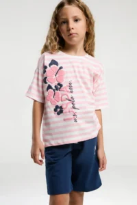 US Polo Assn. BASE. Polo Assn Kids 100% Cotton Girls' Top and Bottom Set - Image 2