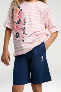 US Polo Assn. BASE. Polo Assn Kids 100% Cotton Girls' Top and Bottom Set - Image 4