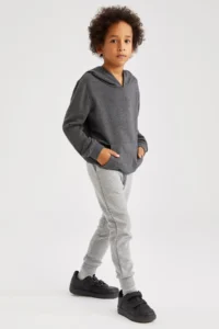 DeFacto Boy's Hooded Kangaroo Pocket Soft Fuzzy Sweatshirt - Image 5